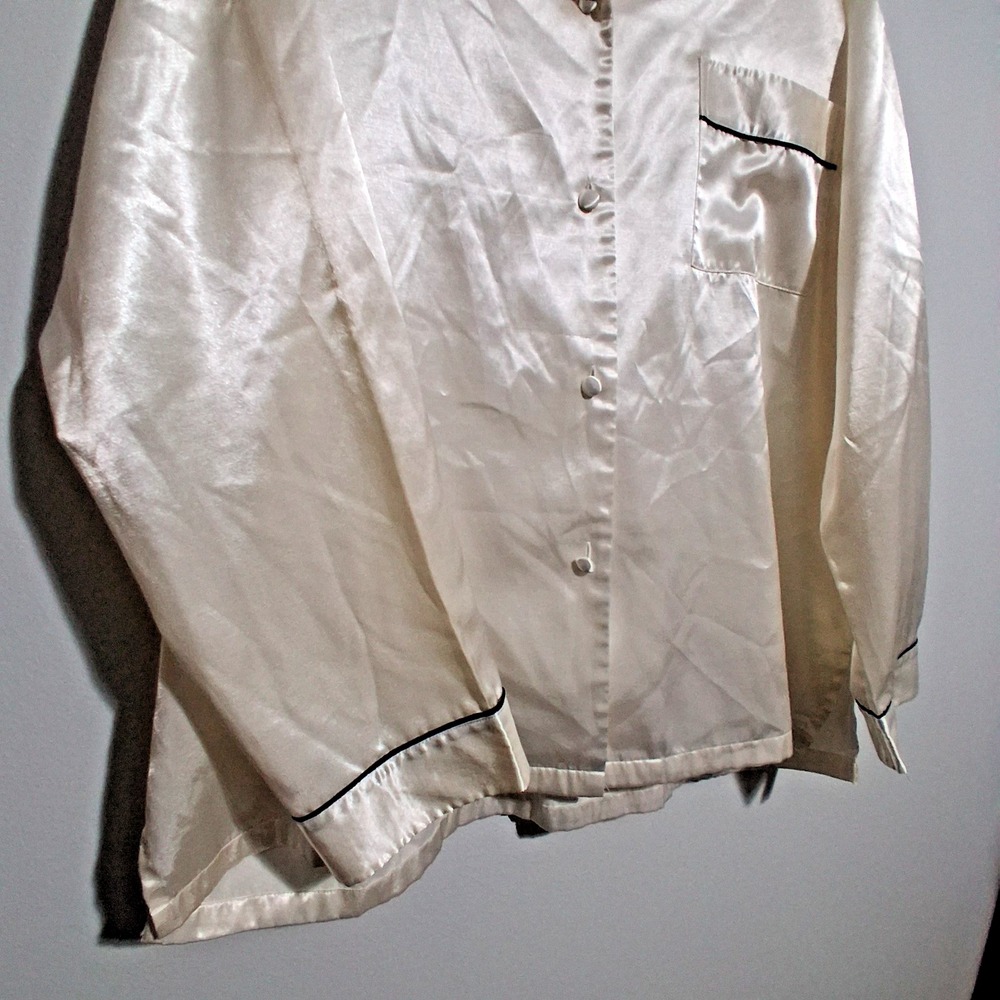 Willow Blossom White Womens Plus Size XL 2pc Pajama Set Collar Button Down - Picture 5 of 8
